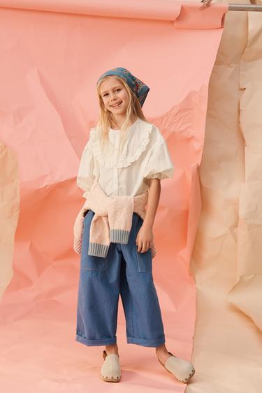 Рубашка с вышивкой цветов и оборками limited edition