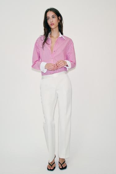 Zara Рубашка из поплина в полоску
