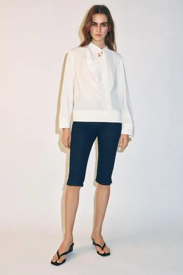 Рубашка с лентой на воротнике- Заказать в России