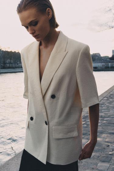 Zara Блейзер из льна с короткими рукавами — коллекция ZARA «ZW»