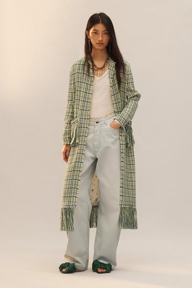 Zara Пальто с отделкой бахромой из текстурированной ткани (лимитированная коллекция)