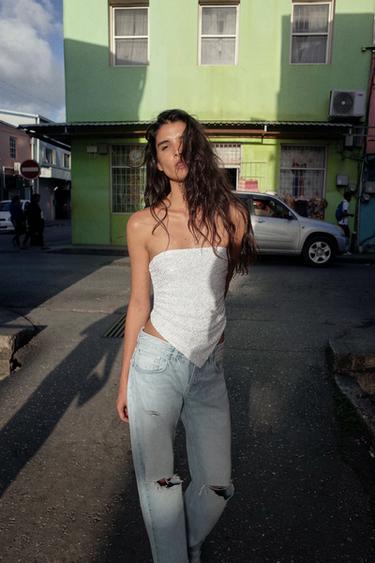 Zara Топ-бандо с пайетками