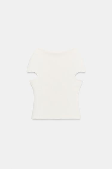 Zara Трикотажный топ с вырезом «лодочка»