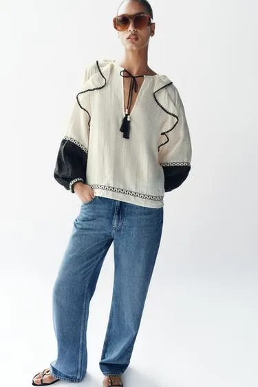 Объемная блуза с воланами- Заказать в России