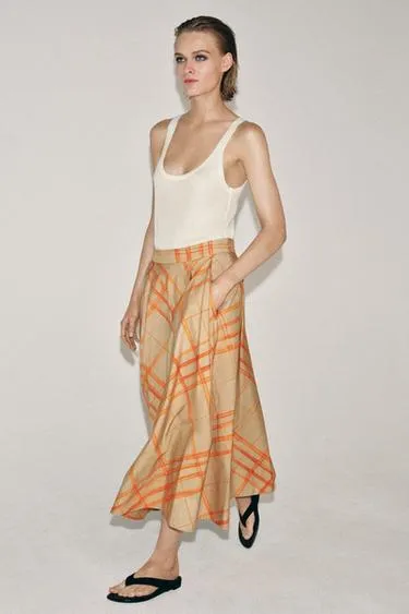 Расклешенная юбка миди в клетку — Zw Collection