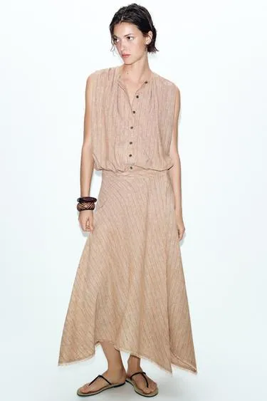 Юбка асимметричного кроя в полоску из комплекта- Заказать в России