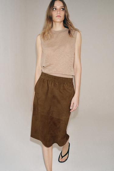Zara Юбка из замши — коллекция ZARA «ZW» лимитированная серия