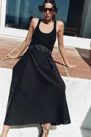 Юбка миди с поясом-накидкой- Заказать в России