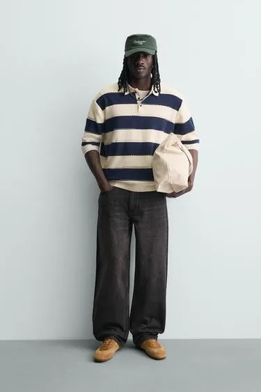 Трикотажное поло в полоску