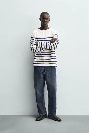 Жаккардовая футболка в полоску свободного кроя- Заказать в России