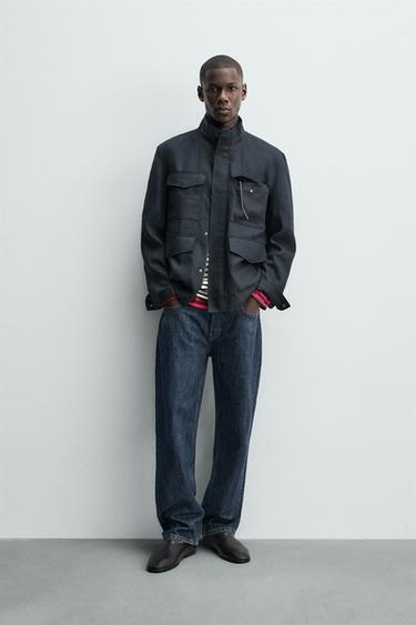 Zara Куртка из 100% льна с карманами купить с доставкой.