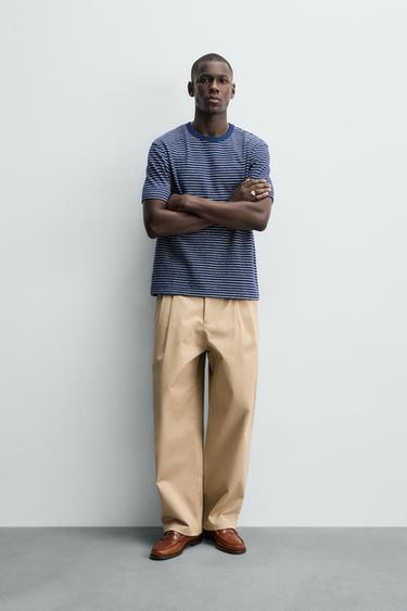 Zara Жаккардовая футболка в полоску