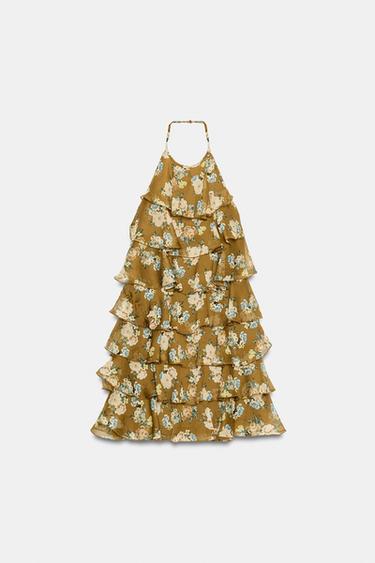 Zara Платье с цветочными оборками