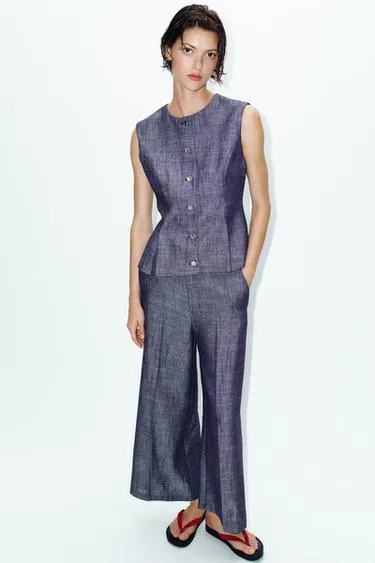 Брюки-кюлоты с высокой посадкой