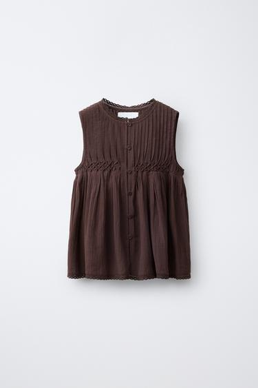 Zara Блузка с кружевом и складками
