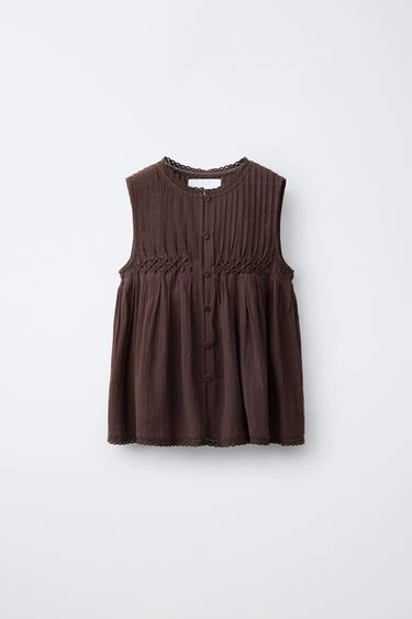 Блузка с кружевом и складками- Заказать в России