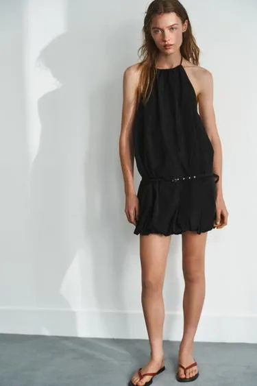 Платье из нейлона с поясом- Заказать в России