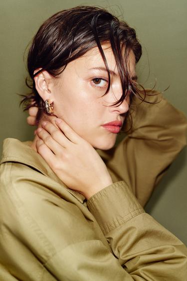 Zara Набор серег: пусеты и кольца со стразами