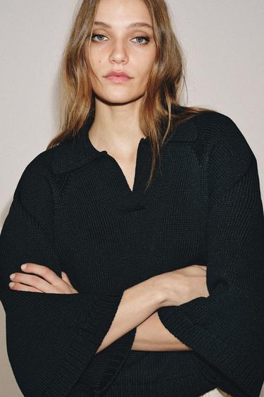 Zara Трикотажный свитер с воротником поло купить с доставкой.