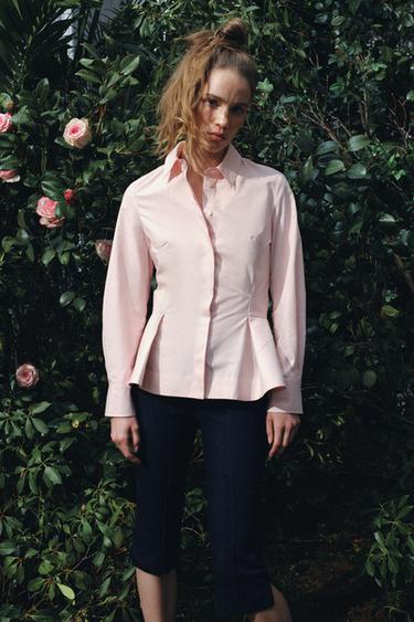 Zara Рубашка из поплина с баской — коллекция ZARA «ZW» купить с доставкой.