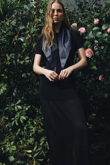 Zara Длинное комбинированное трикотажное платье купить с доставкой.