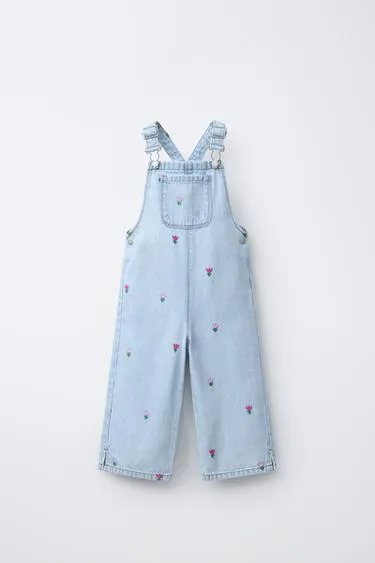 Джинсовый комбинезон с вышивкой тюльпанов- Заказать в России