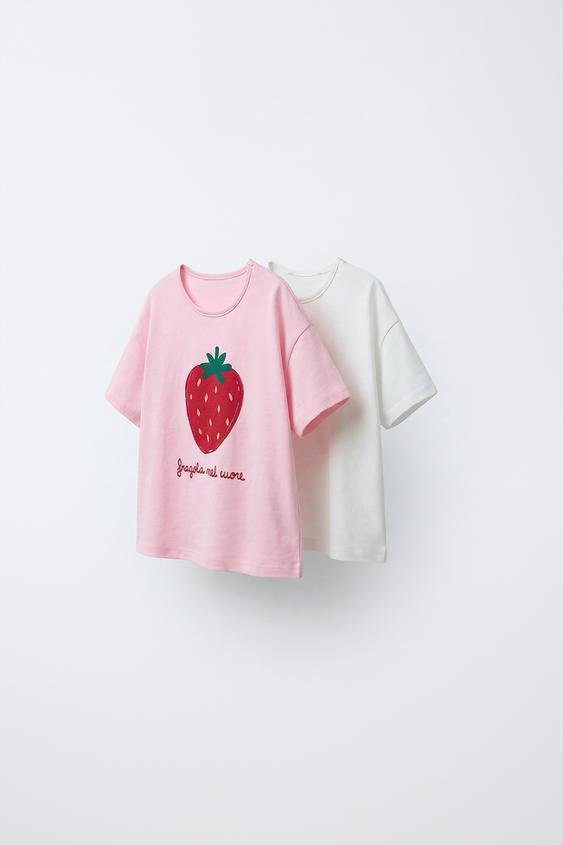 Zara Набор из двух футболок с фруктами купить с доставкой.