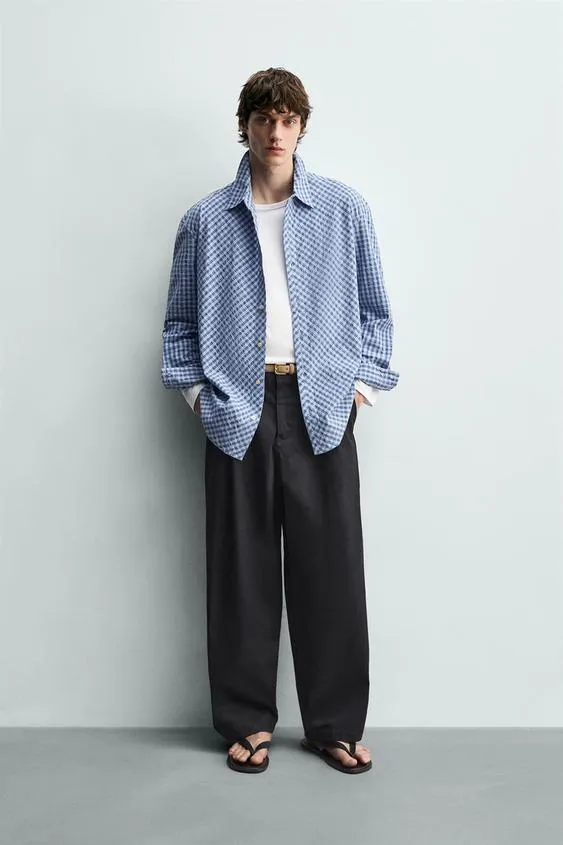 Рубашка Relaxed Fit в клетку с текстурой