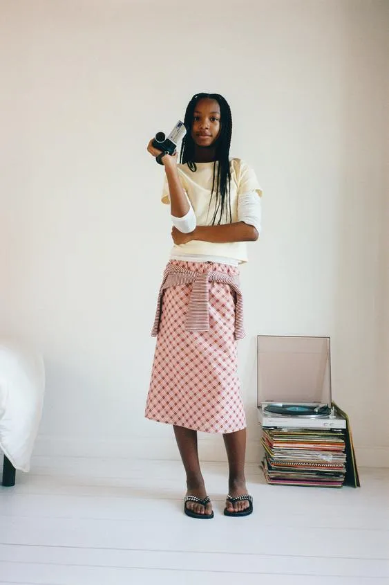 Юбка миди в клетку- Заказать в России