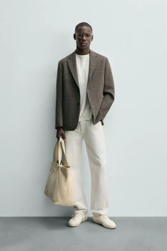 Блейзер классического кроя с узором «гусиная лапка»- Заказать в России