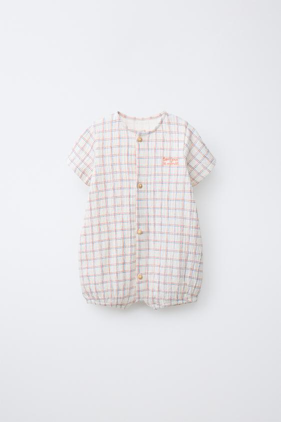 Zara Комбинезон в клетку с вышивкой