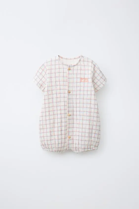 Комбинезон в клетку с вышивкой- Заказать в России