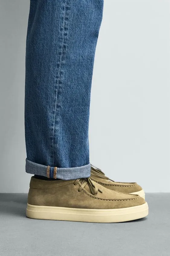 Кожаные туфли с простроченным носом