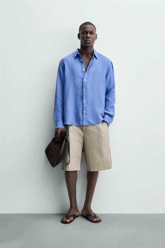 Рубашка из 100% льна- Заказать в России