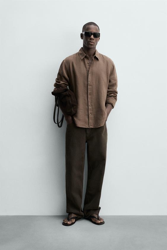 Zara Рубашка из 100% льна купить с доставкой.