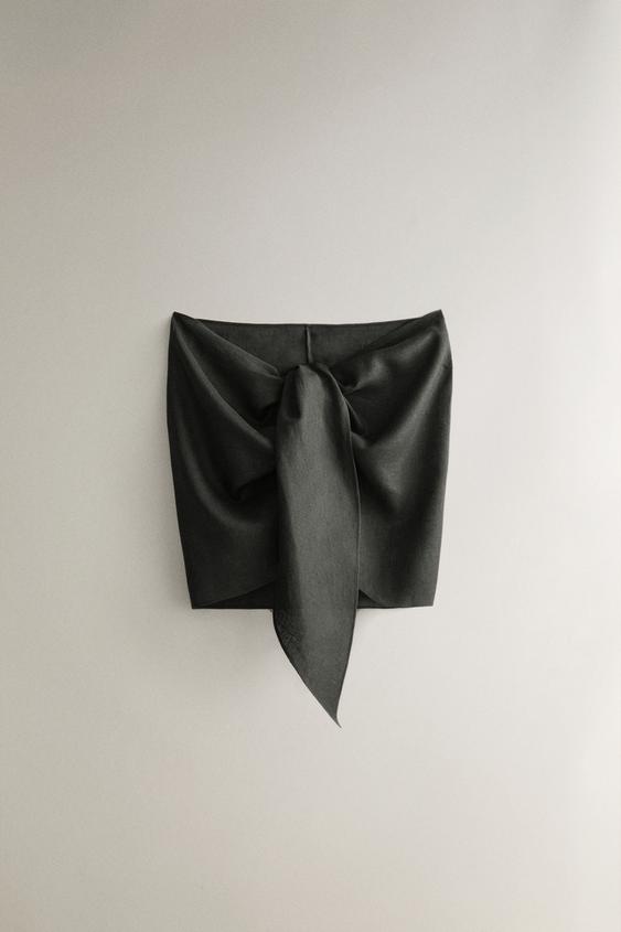 Zara Короткий пляжный саронг из льна с завязкой купить с доставкой.