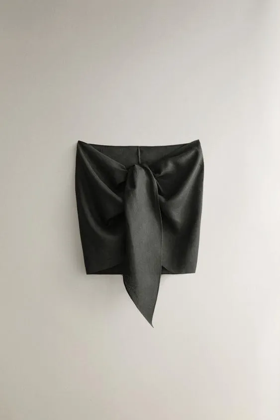 Короткий пляжный саронг из льна с завязкой