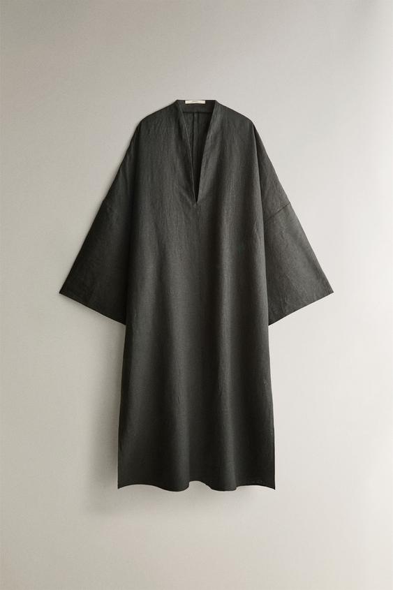 Zara Пляжный кафтан из льна купить с доставкой.