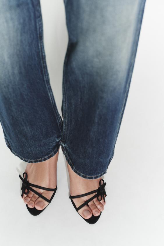 Zara Атласные босоножки на каблуке с ремешками