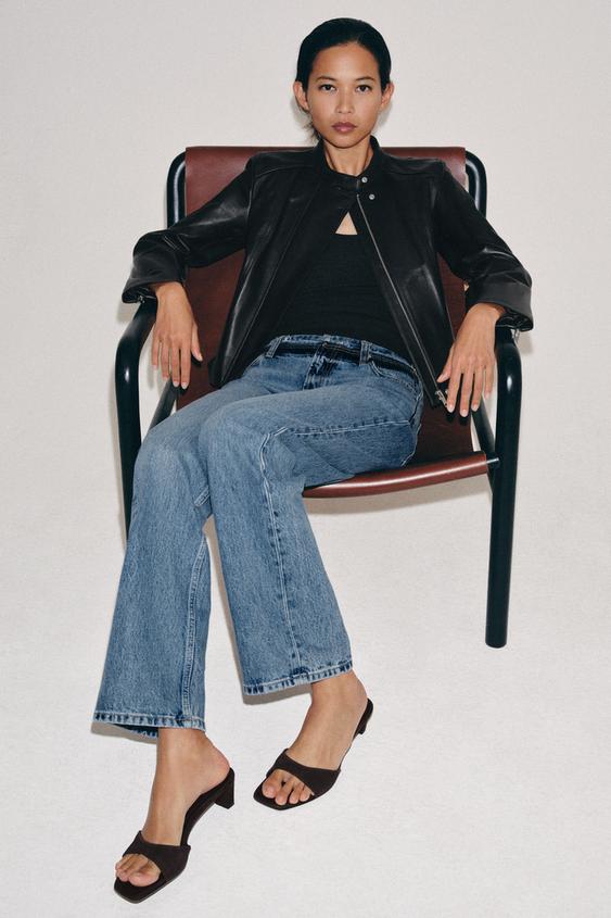 Zara Замшевые босоножки на каблуке