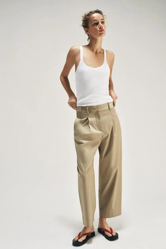 Брюки с заниженной талией и боковыми шлевками- Заказать в России