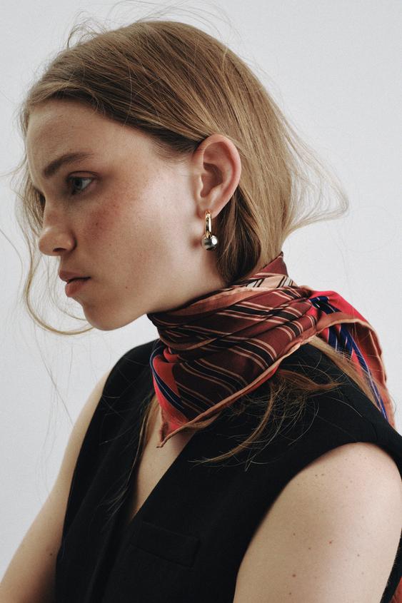 Zara Двусторонний шарф из 100% вискозы в полоску