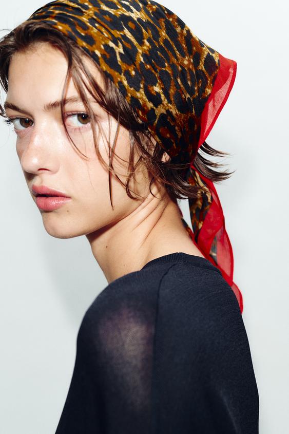 Zara Шарф из модала и шелка с анималистическим принтом