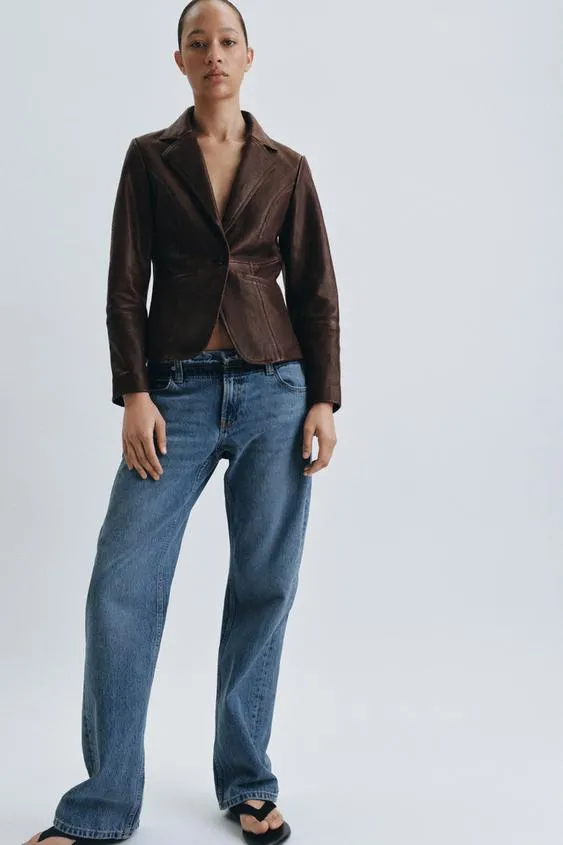 Эксклюзивный жакет из коллекции zw из натуральной кожи- Заказать в России