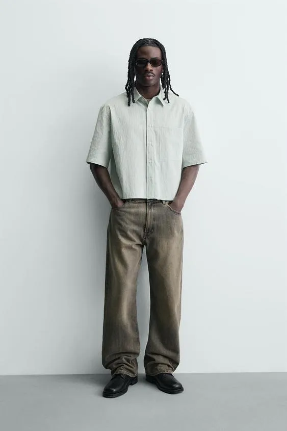 Укороченная рубашка в клетку