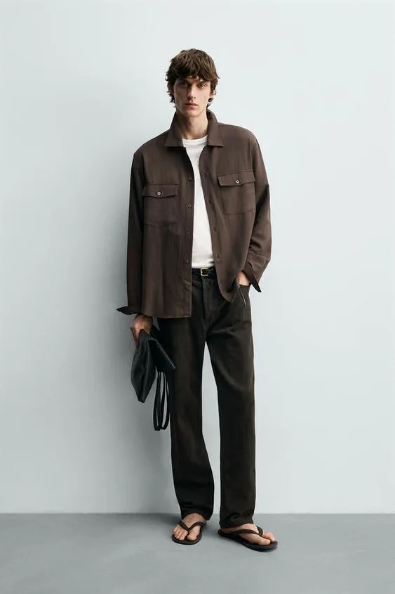 Рубашка Relaxed Fit из струящейся ткани- Заказать в России