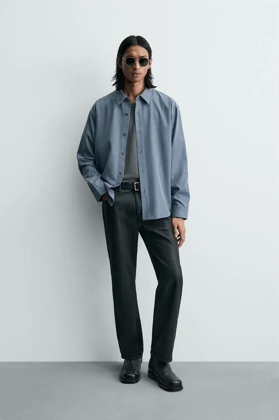 Рубашка Relaxed Fit из струящейся ткани