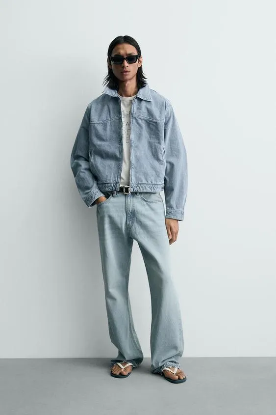 Укороченная куртка с эффектом потертости- Заказать в России