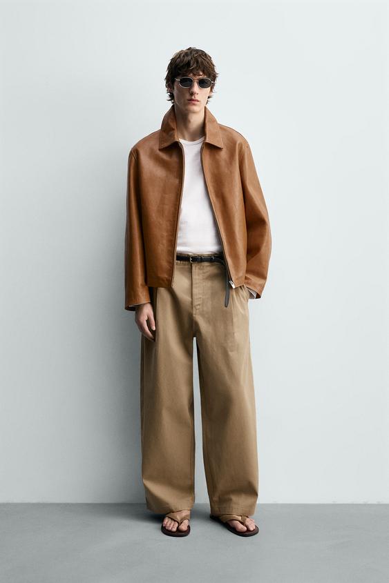 Zara Кожаная куртка классического кроя