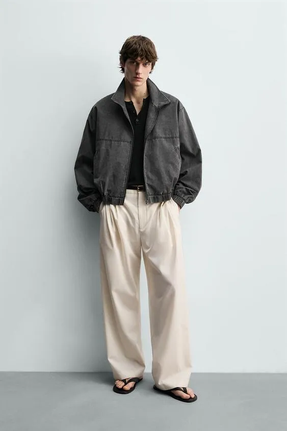 Укороченная куртка с эффектом потертости